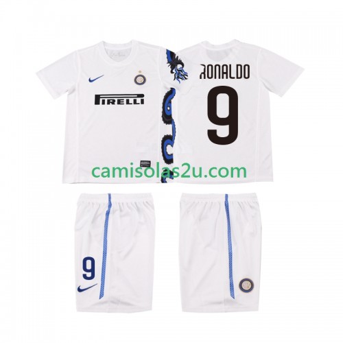 Camisolas de futebol Inter de Milão Ronaldo 9 2010 2011 Retro Criança Equipamento Alternativa Manga Curta Camisolas de futebol Inter de Milão Ronaldo 9 2010 2011 Retro Criança Equipamento Alternativa Manga Curta